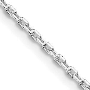 1.5mm Rhodium Plated SS Solid Beveled Oval Cable Chain Necklace, 18 In